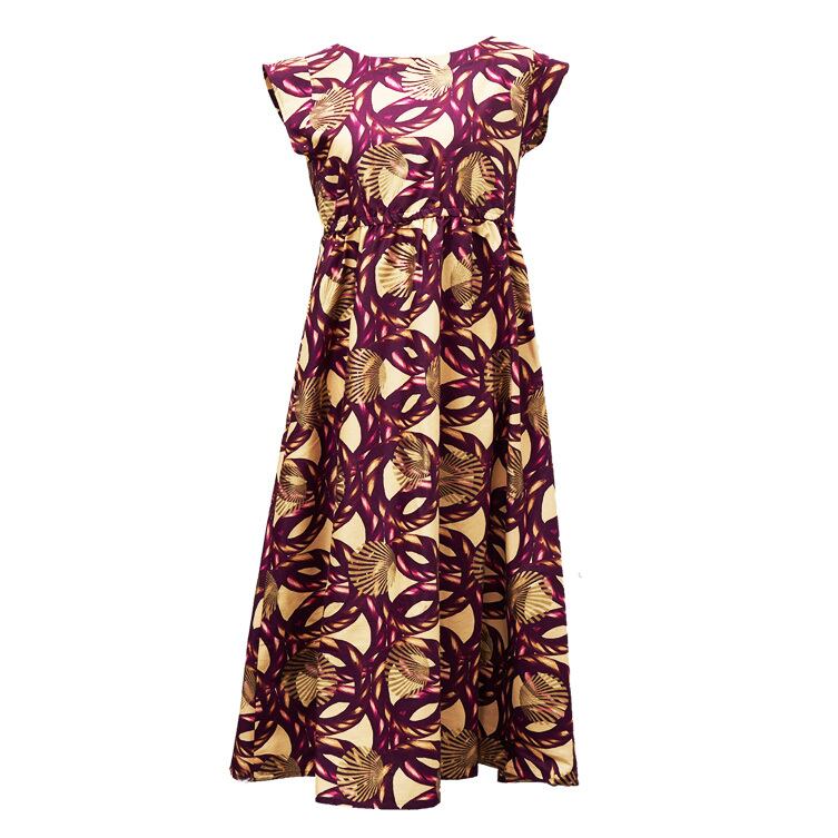 フレンチスリーブワンピース リングロープ ワインレッド ベージュ 日本縫製 アフリカンプリント アフリカンファブリック アフリカンバティック パーニュ キテンゲ アフリカ布 ガーナ布 エスニック ハイウエスト エスニック レディース 女性 Cherry Et Cacao