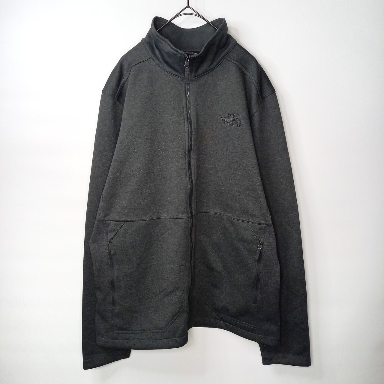 ノースフェイス　フルジップ　ソフト　シェル　ジャケット　フリース　刺繍　グレー