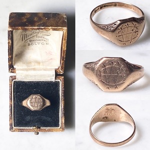 antique c1923 9ct gold initial signet ring