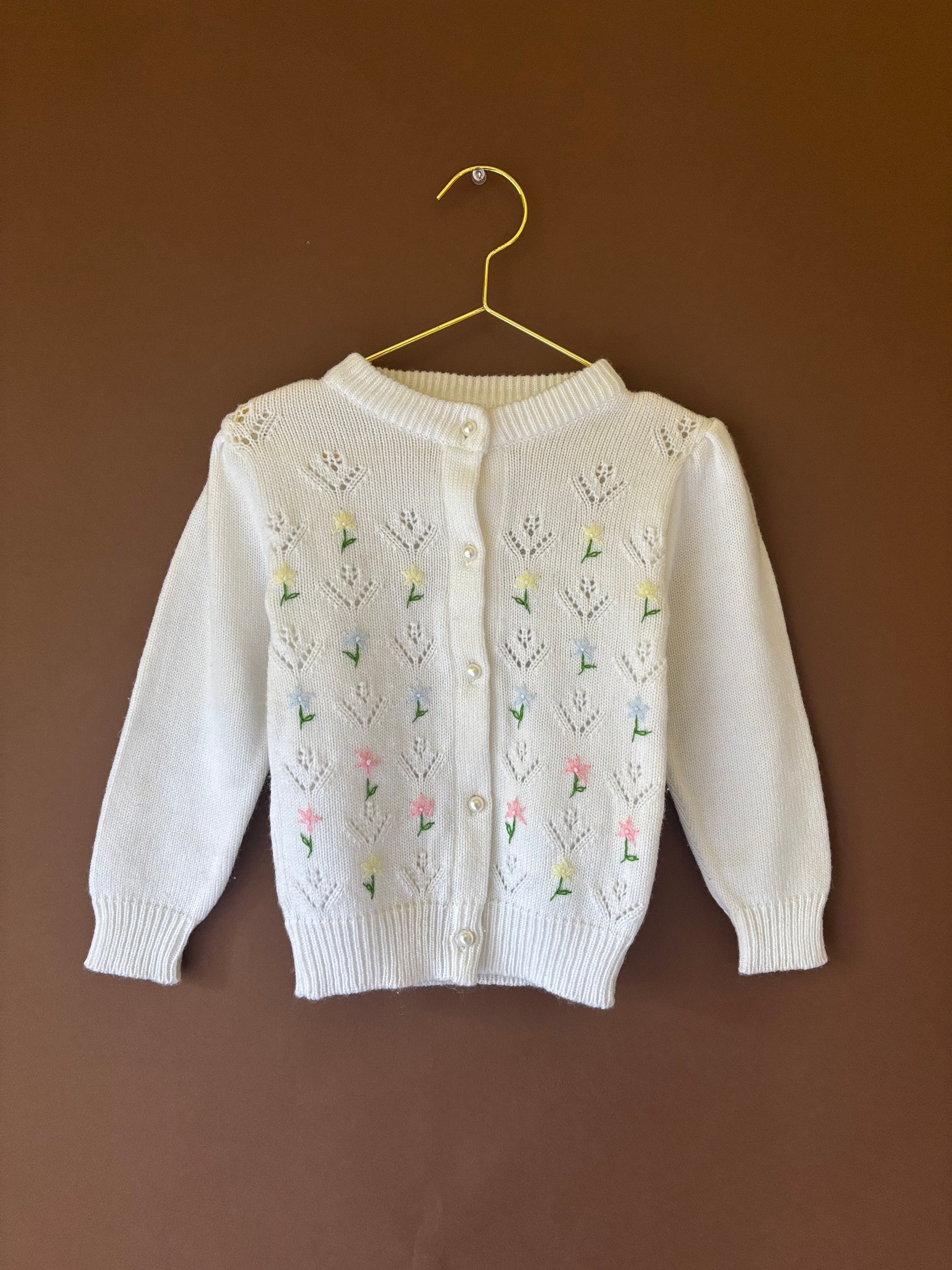 【KIDS vintage】flower cardigan . about 3y