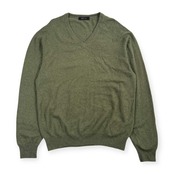 カシミヤ100% Contir コルティル Vネック ニット セーター L/グリーン メンズ