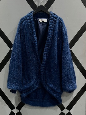 【X VINTAGE】Beautiful Blue Color Vintage Loose Mohair Knit Cardigan Jacket