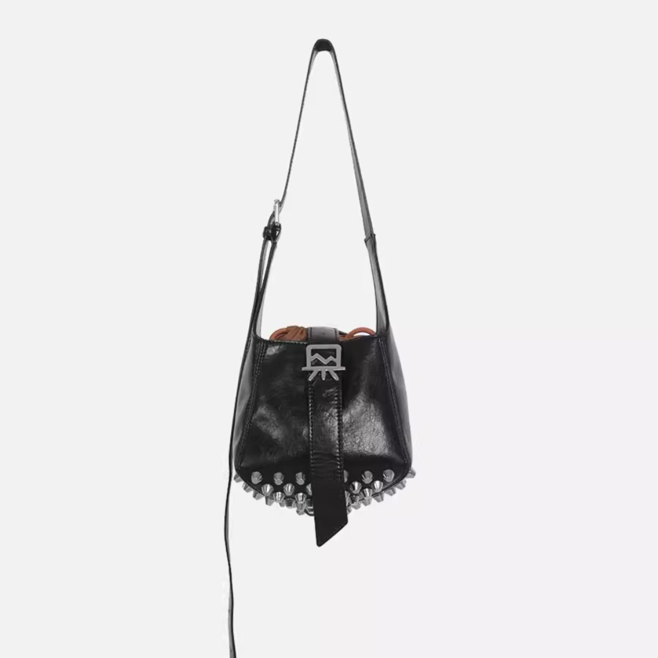 Studded Biker Style Bucket Tote, Original Design Versatile Crossbody Bag (ME305)