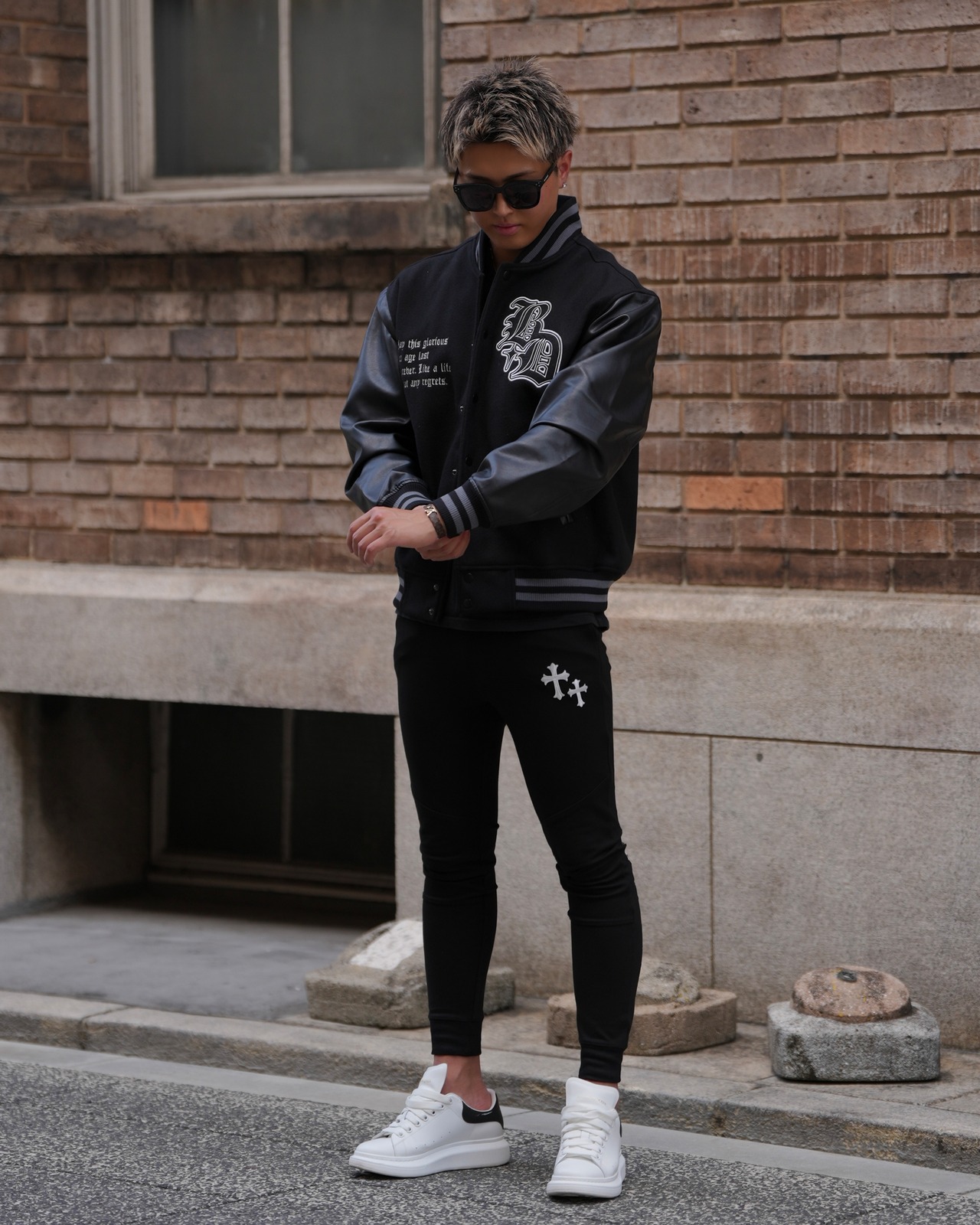 CROSS LEATHER STADIUM JACKET【BEL25-GT1】