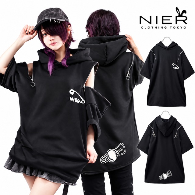 《先着39点限定超大特価70%OFF》DOUBLE ZIP SHOULDER HOOD CUTSEW【NIER TAIL】