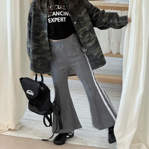 秋ハイウエストサイドストライプ フレアパンツ