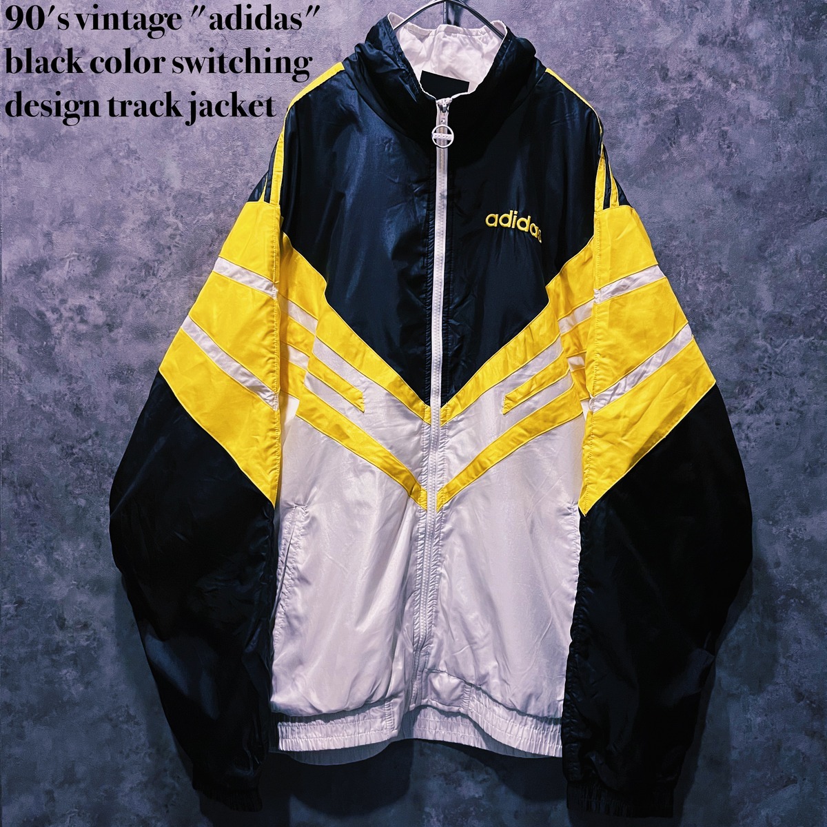 90's vintage "adidas" black color switching design track jacket ayne