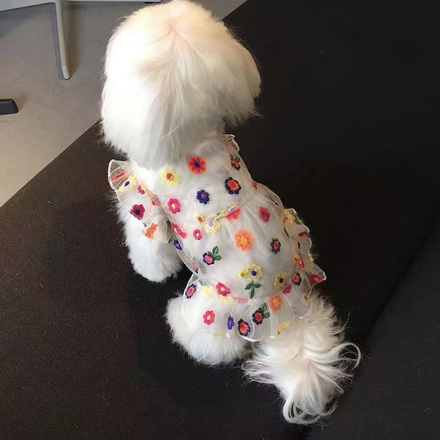 【PET】ドリーミー風フラワー模様刺繍キャミワンピース