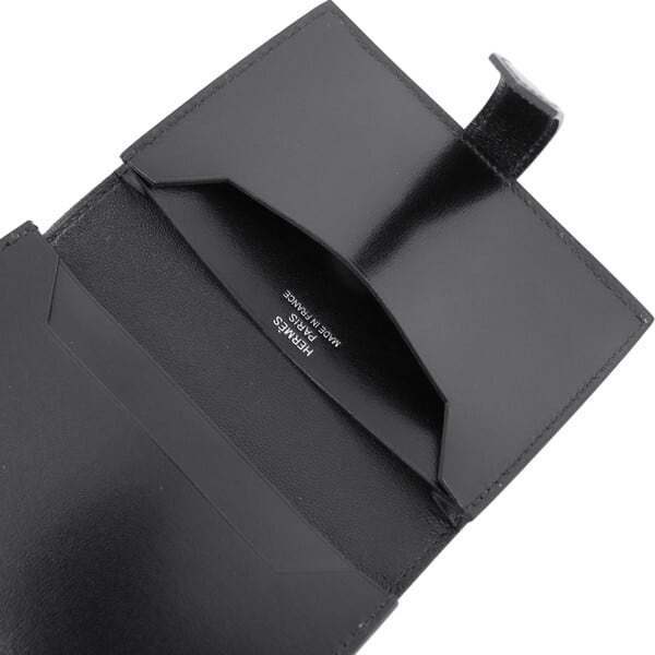 Unused HERMES エルメス カードケース ベアン ボックスカーフ 黒 二