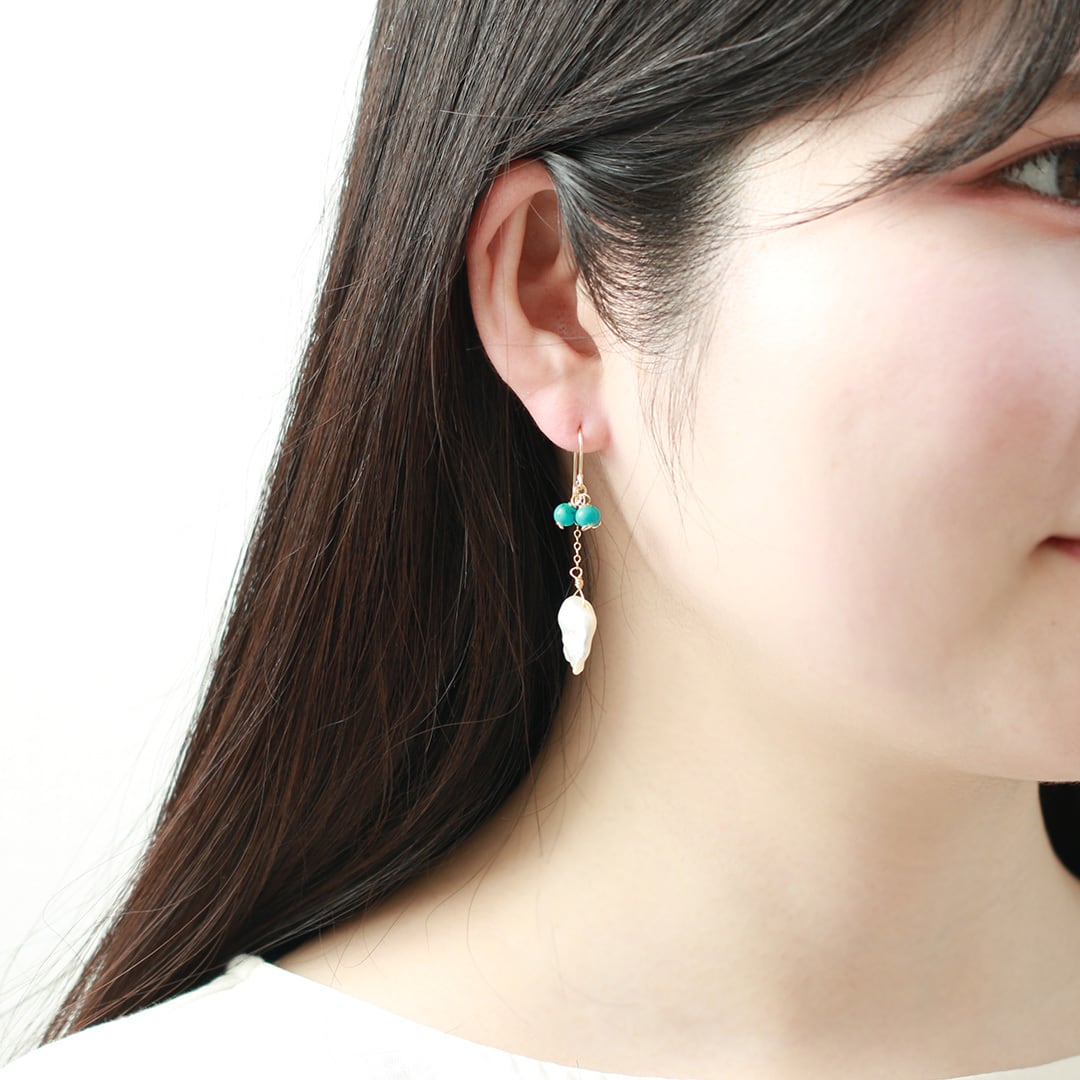 k14gf turquoise flowerpearl ピアス mm1248 | 【MeiNu（メイニュウ