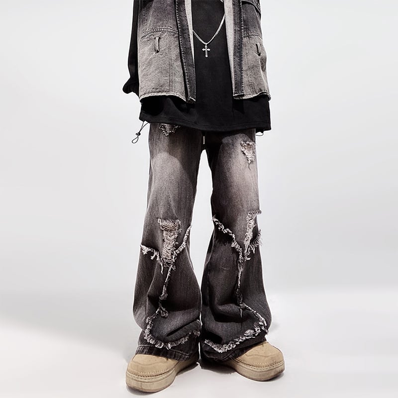 本物 グッチ 装飾ビジュー ダメージ加工 デニム パンツ ジーンズ 38 黒系 本物 グッチ 装飾ビジュー ダメージ加工 デニム パンツ ジーンズ 38 黒