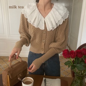 フリルカラーニットカーディガン　A01277