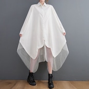 レイヤードチュール ロング シャツ 00177