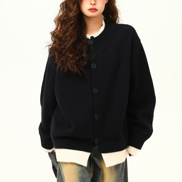 layered color knit cardigan　レイヤードカラーニットカーディガン　J1529