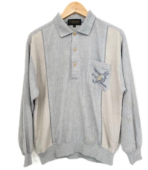 90sPolyester Putchwork Pullover Shirt/L