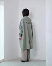 to-te - Drawstring Square Coat ：Slate Green｜撥水素材／微光沢／ドローストリング／スクエアコート