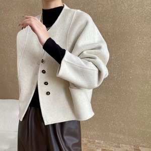 collarless short wool coat m0517