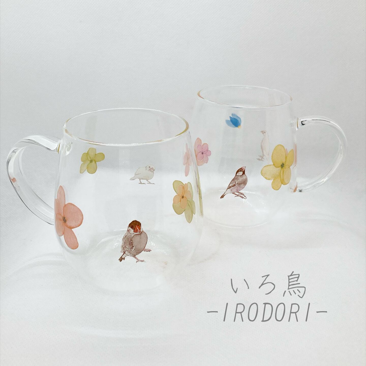 陶器製 飲料保存容器 野生の鳥デザイン ブンチョウ 耐熱ガラス製保存容器 3個入 角（ミモザ） タッパー