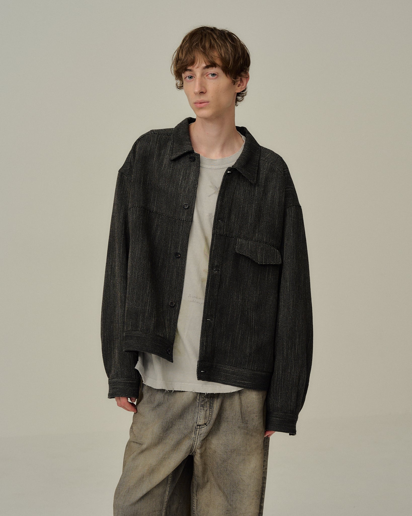 Ancellm -MELANGE WOOL WORK SHIRT BLOUSON- / ANC-SH76-B
