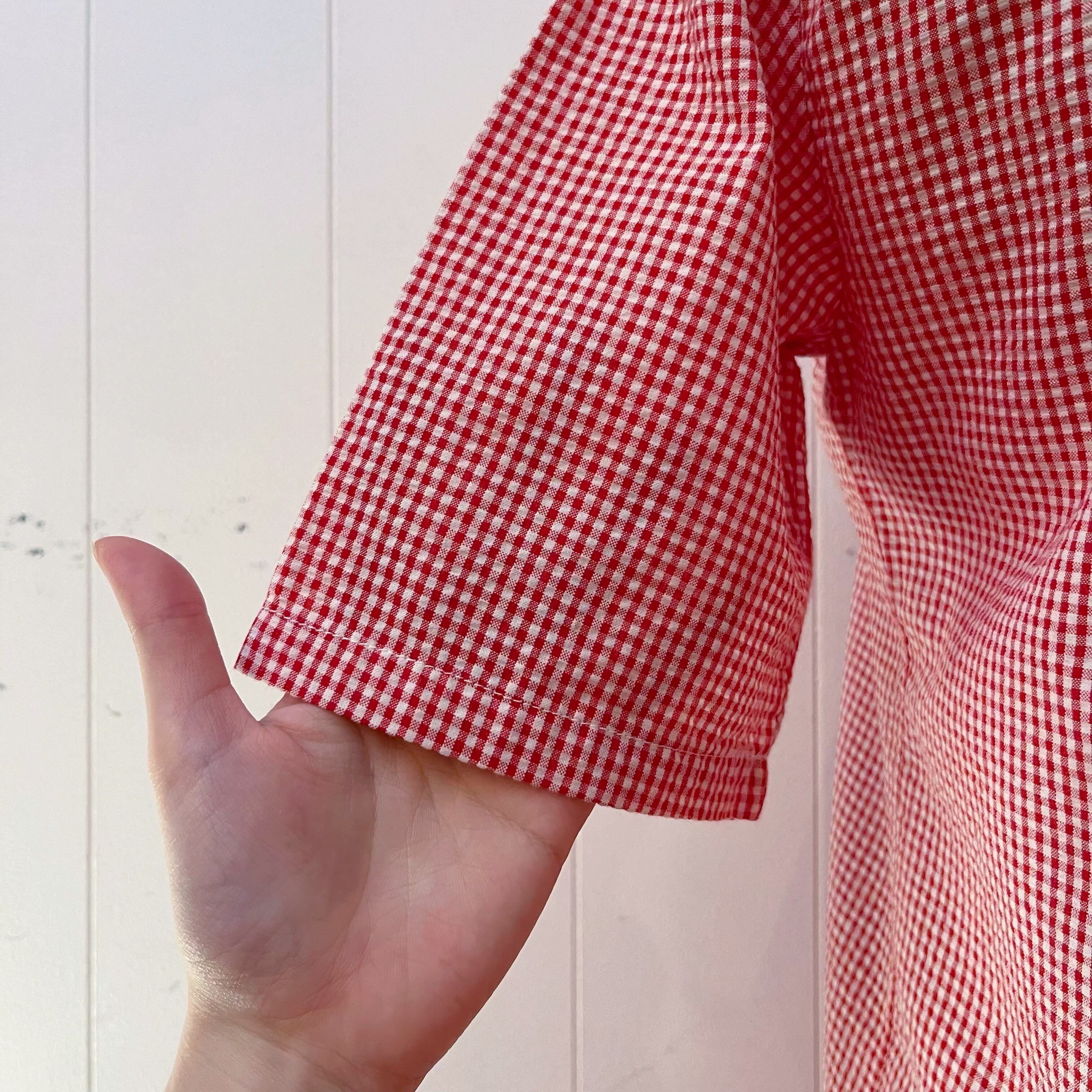 red gingham check shirt