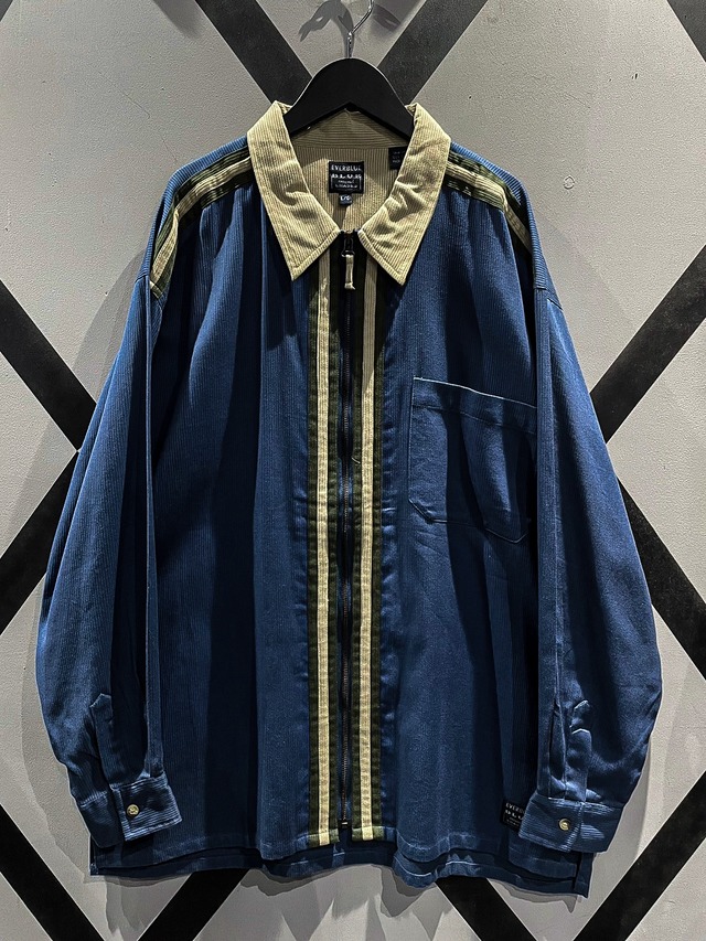【X VINTAGE】Color Swiching Vintage Loose Zip Up Shirt Jacket