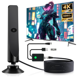 【人気】室内アンテナ テレビアンテナ 【2025年人気】500KM 受信範囲 4K HDTV 360度全方位受信 内蔵5m USB式信号増強 設置簡単 薄型 &小型 軽量 全種類 VHF/UHF兼用 強・中・弱電界地区 高性能 高感度 ハイビジョンチャンネル 地デジ 日本語説明書（ブラック）