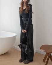 V-neck slim rib Knit T20334