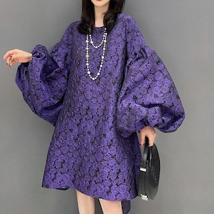 Balloon-sleeve Flower Dress / バルーン スリーブ フラワー ドレス