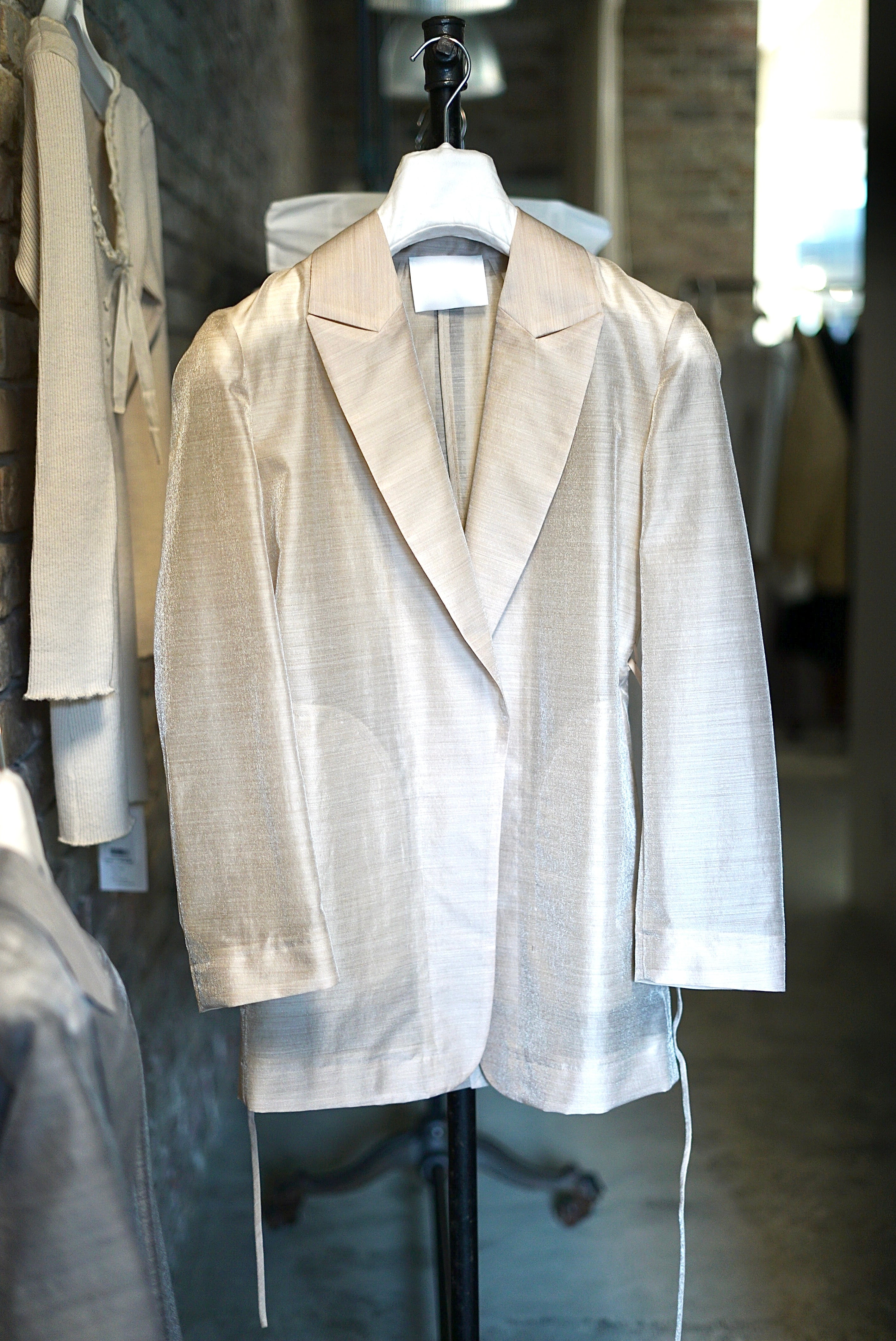 Mame Kurogouchi / Wool Nylon Shimmering Jacket ( BEIGE, GREY