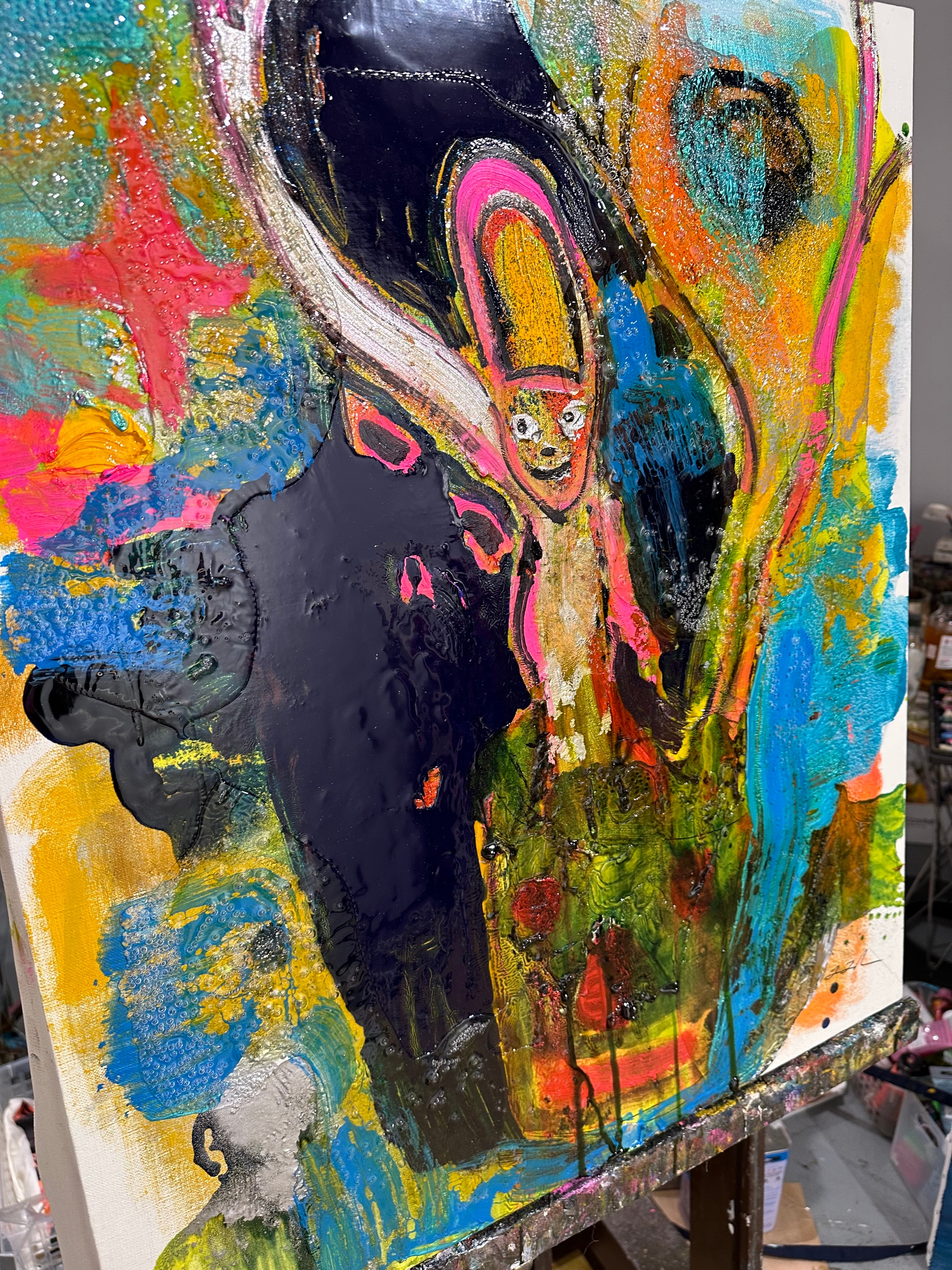 田中拓馬　油絵　猫 猫うさぎの見た夢田中拓馬2点セット非売品NY個展カタログつき