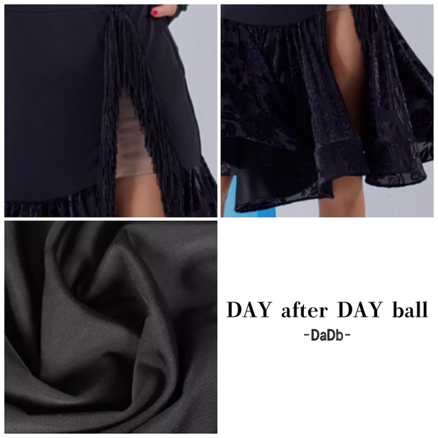 ベロアプリント スリットフリンジ マーメイド ダンススカート 1col　D00468