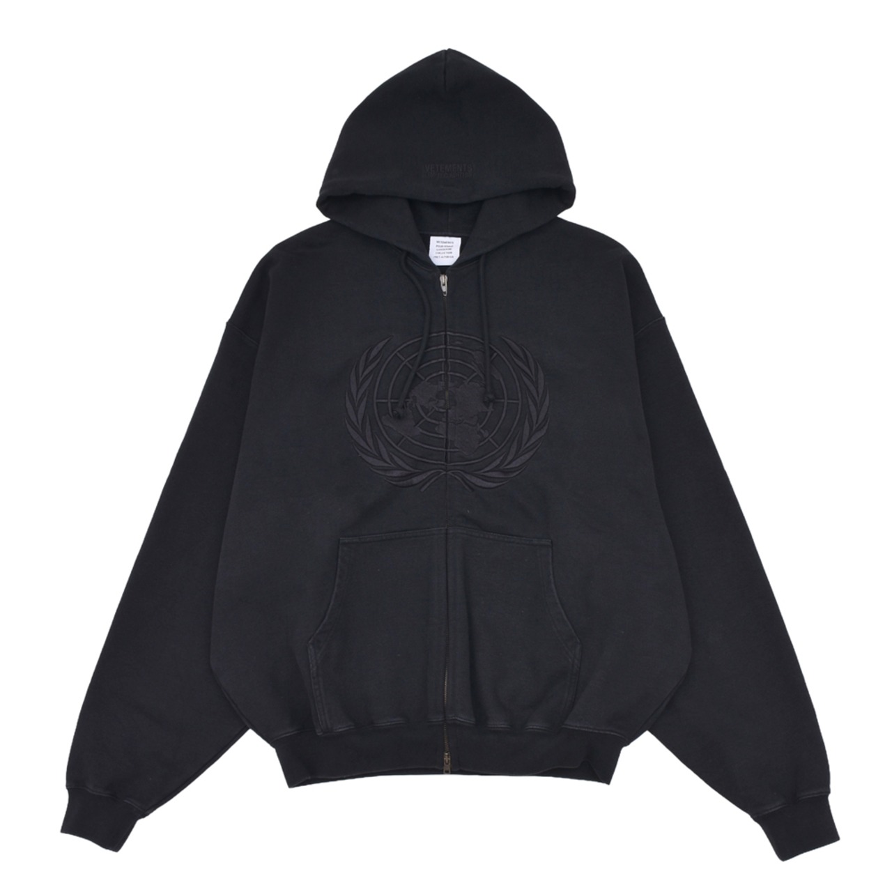 【VETEMENTS】EMBROIDERED FRONT ZIP-UP HOODIE - 1