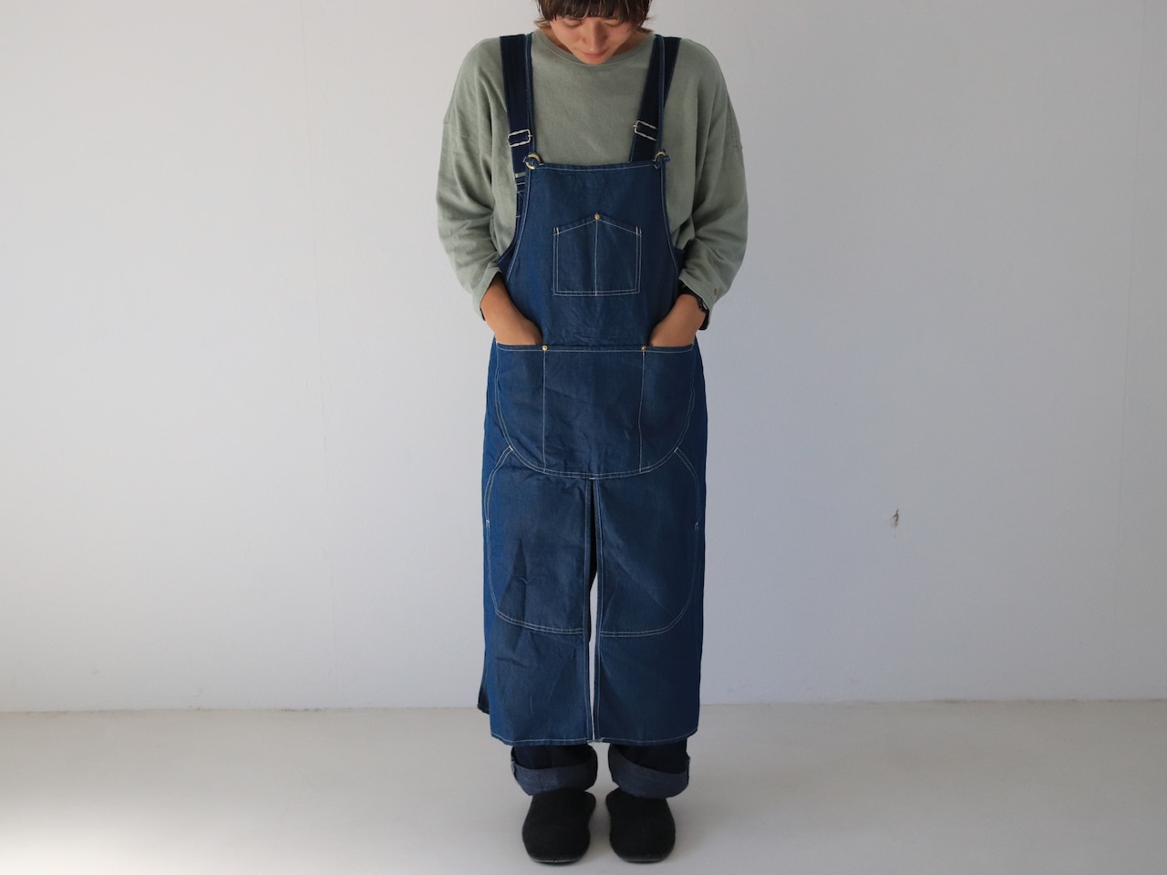 NAPRON SPLIT APRON-BLUE-/ナプロン/スリットエプロン