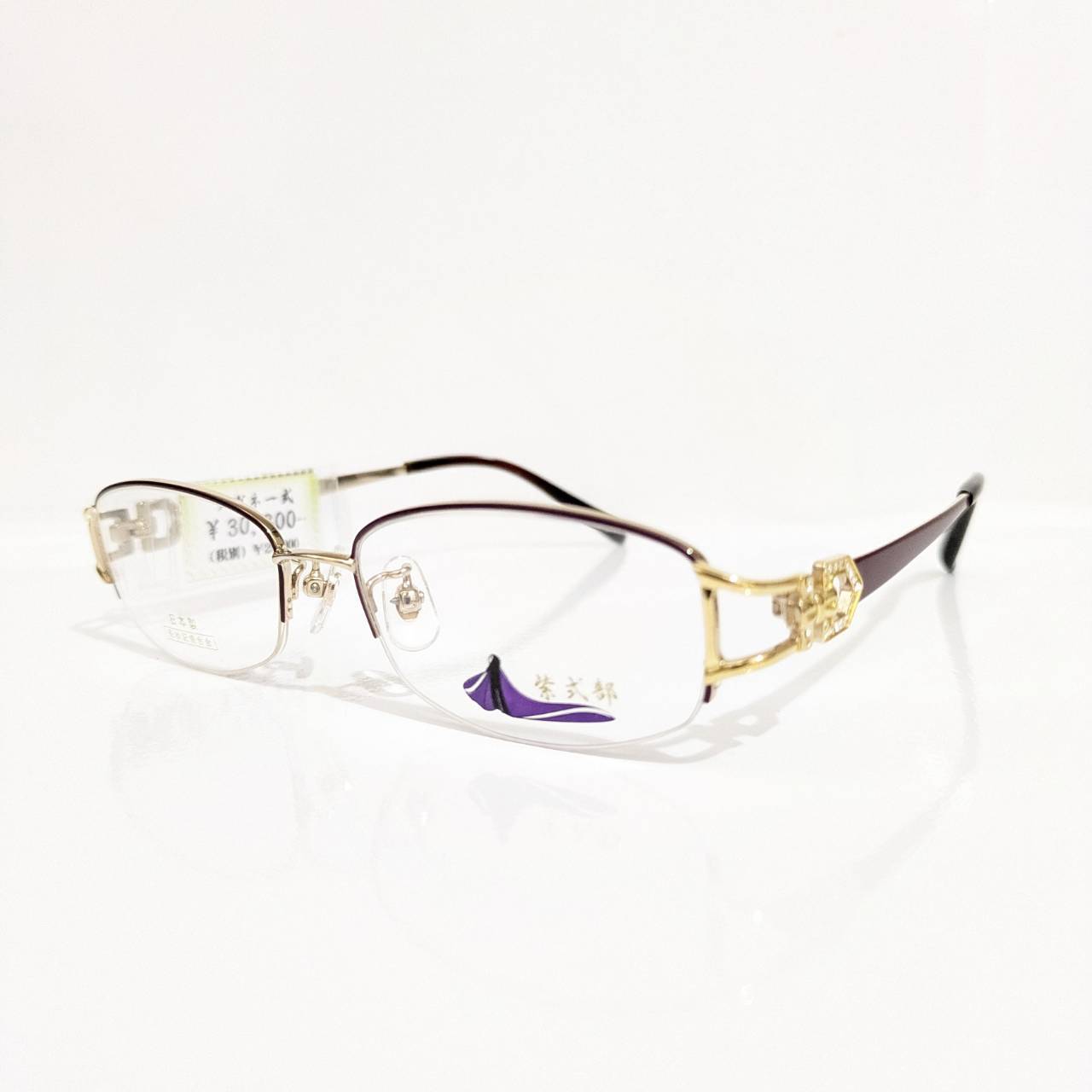 【紫式部】オーバルナイロールフレーム ワインレッド・ゴールド