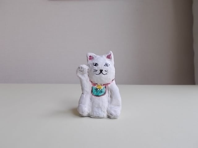 インテリア 紙粘土 人形 オブジェ 招き猫 ミドリ | Pay ID