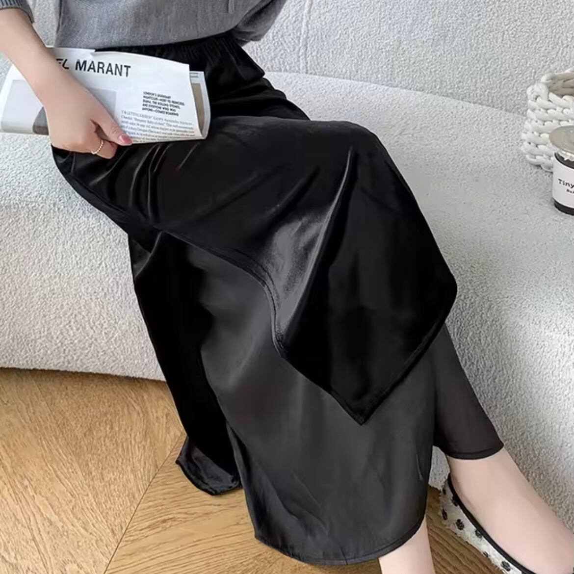 velor slit long skirt