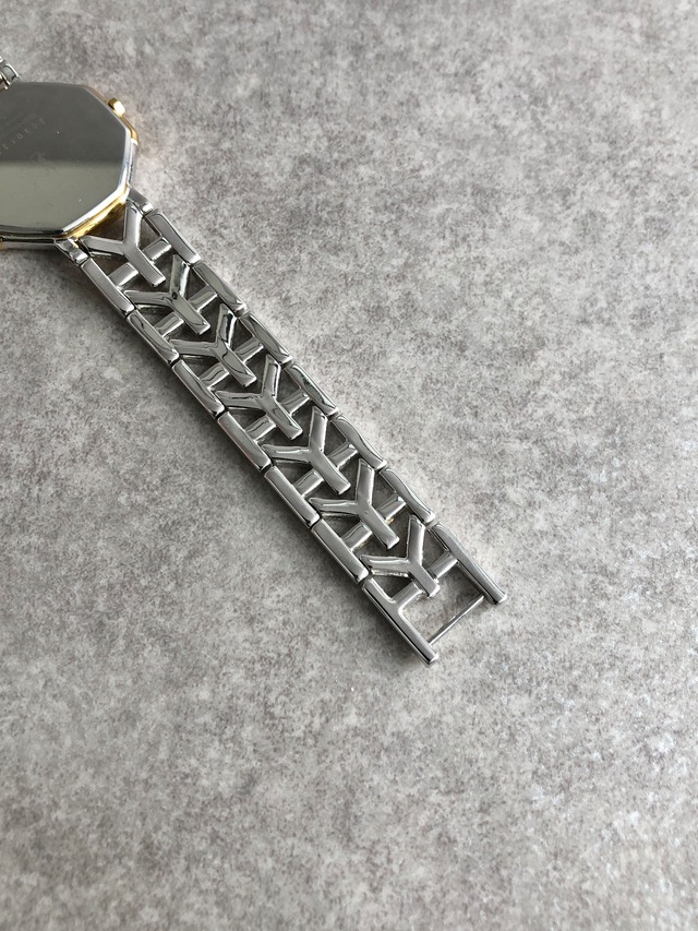 Yves Saint Laurent イヴ・サンローラン 腕時計 シルバー×ゴールド YSL ローマ文字 ステンレススチール クウォーツ vintage ヴィンテージ オールド paum2s