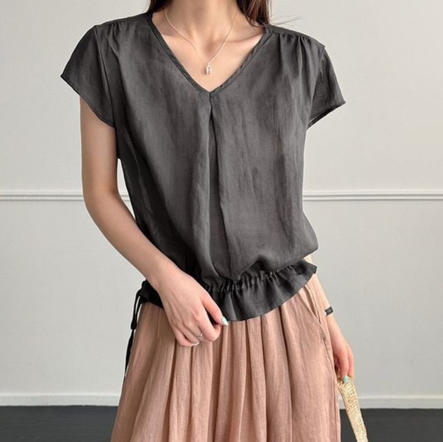 drawstring hem pullover blouse 14544
