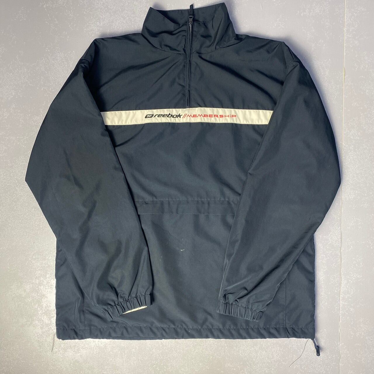 Reebok リーボック ハーフジップ ナイロンプルオーバー メンズM 古着 ブラック 黒 黒色 【ナイロンジャケット】