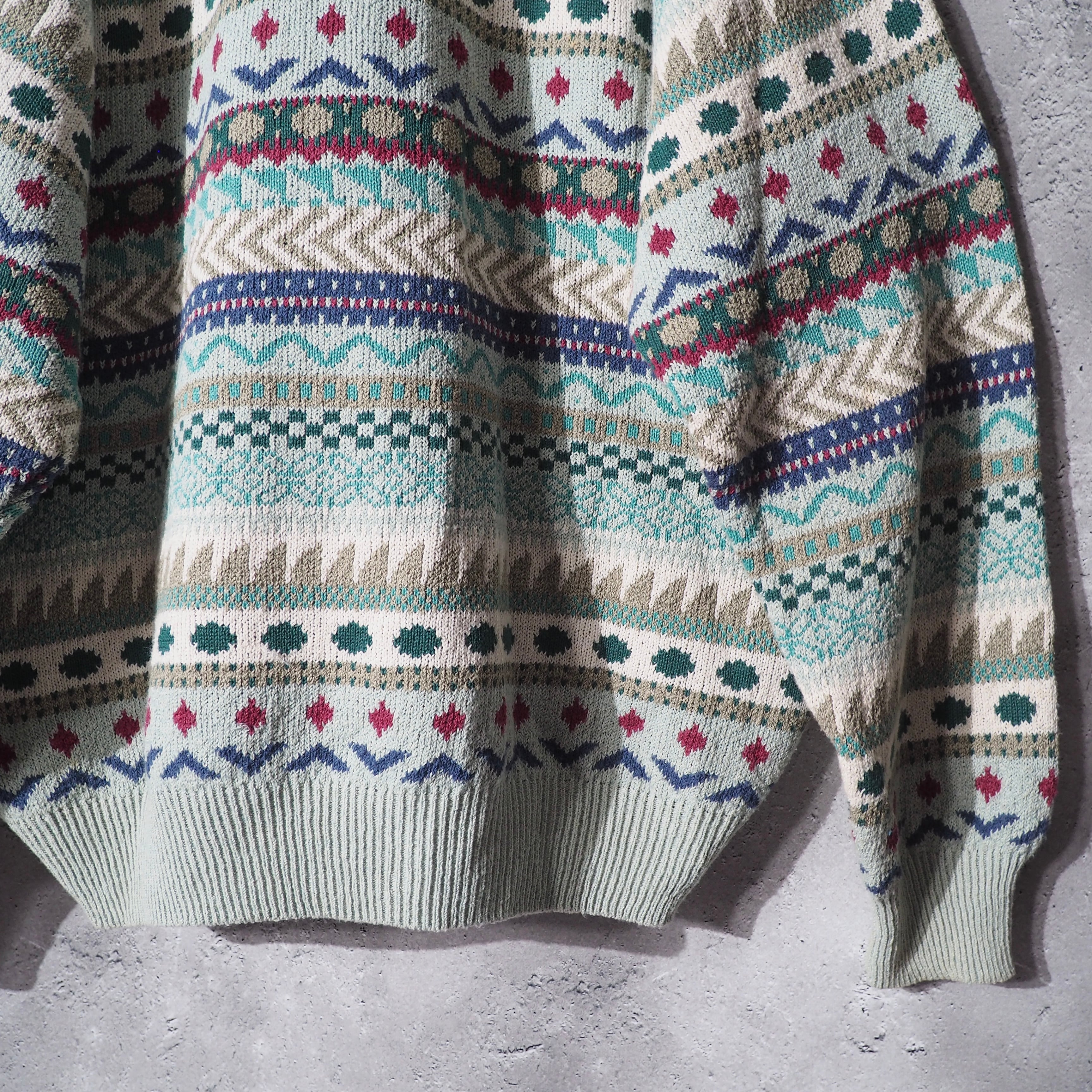 1990s " Made in Italy " Mint green Color vintage loose knit cardigan