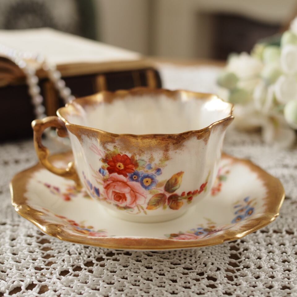 美品 英国Hammersley ハマースレイ ドレスデンスプレイ 手描きフラワー