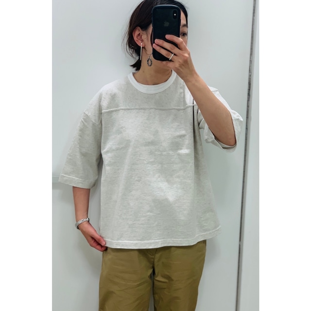 Simva104-0085-oatmeal New Football 切り替え 5分袖 Tシャツ