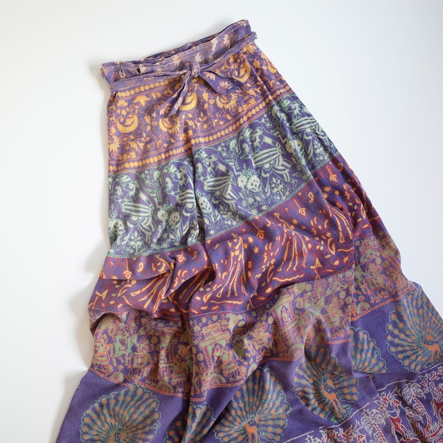 70s india cotton ethnic wrap skirt