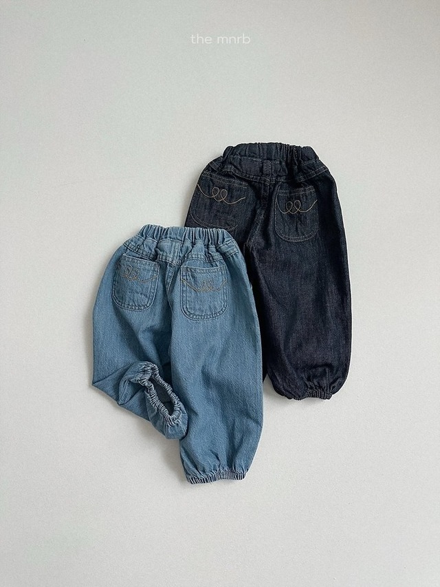 送料無料【予約】minirobe/Stitch Denim Jogger Pants