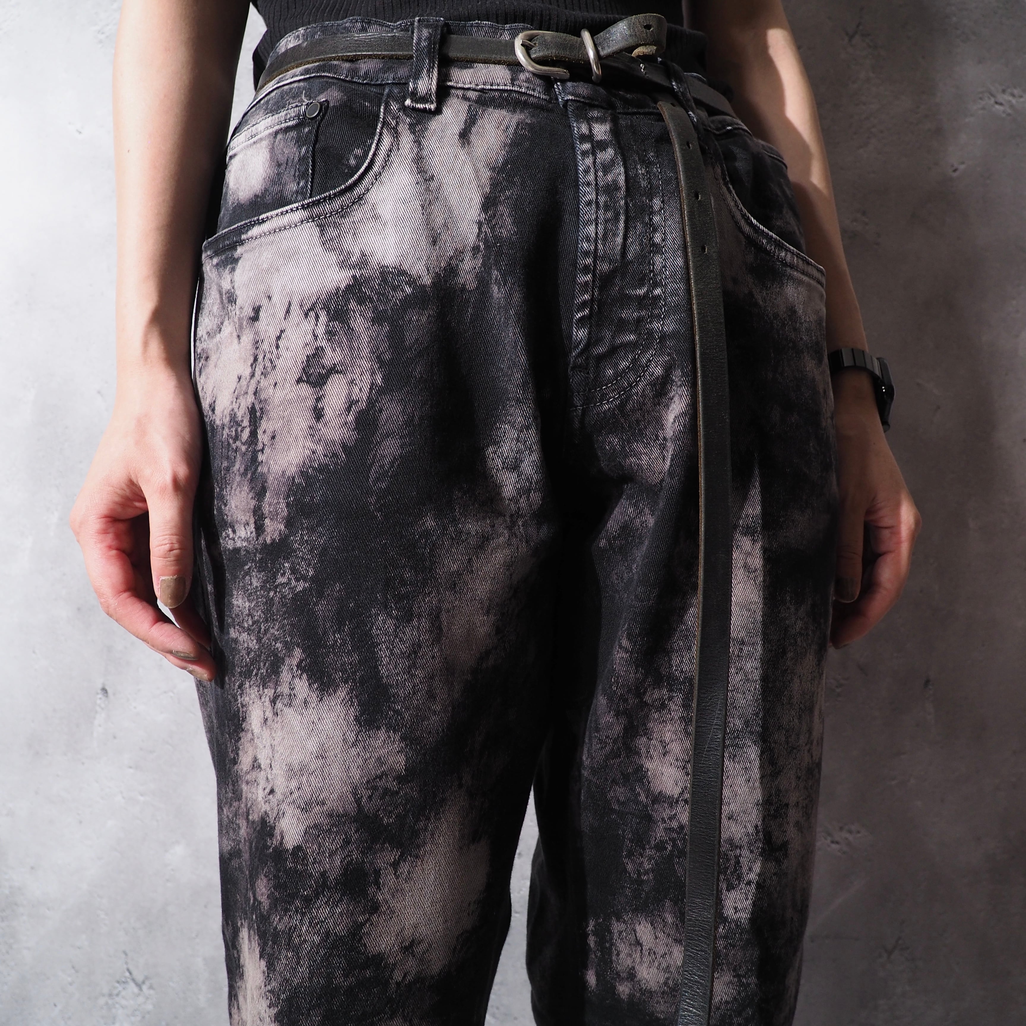 ” Danilo paura ” After-dyeing after decolorization straight pants (made in Italy)