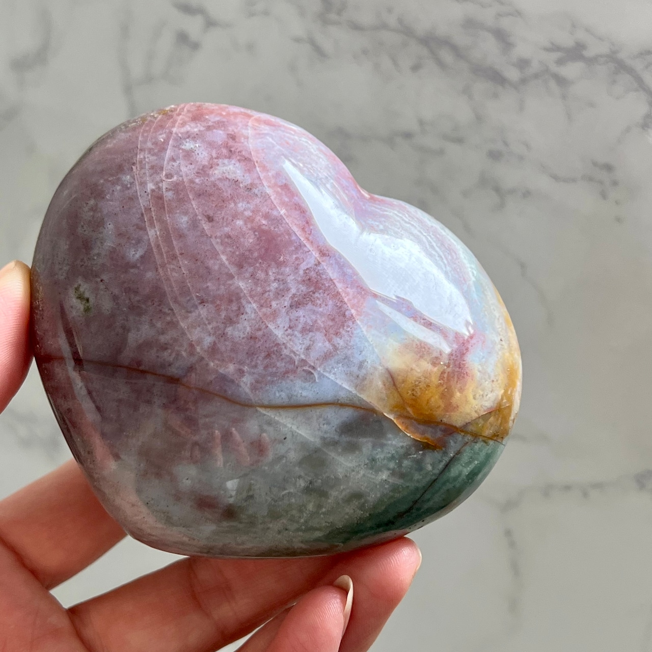 オーシャンジャスパー*大きめハート2*天然石インテリア*置き物