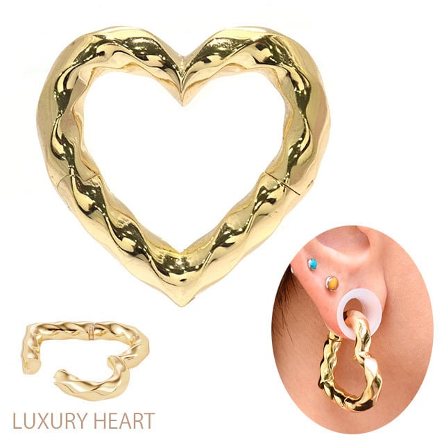ワンタッチで簡単 ねじり ゴールド ハート 4G クリッカーピアス