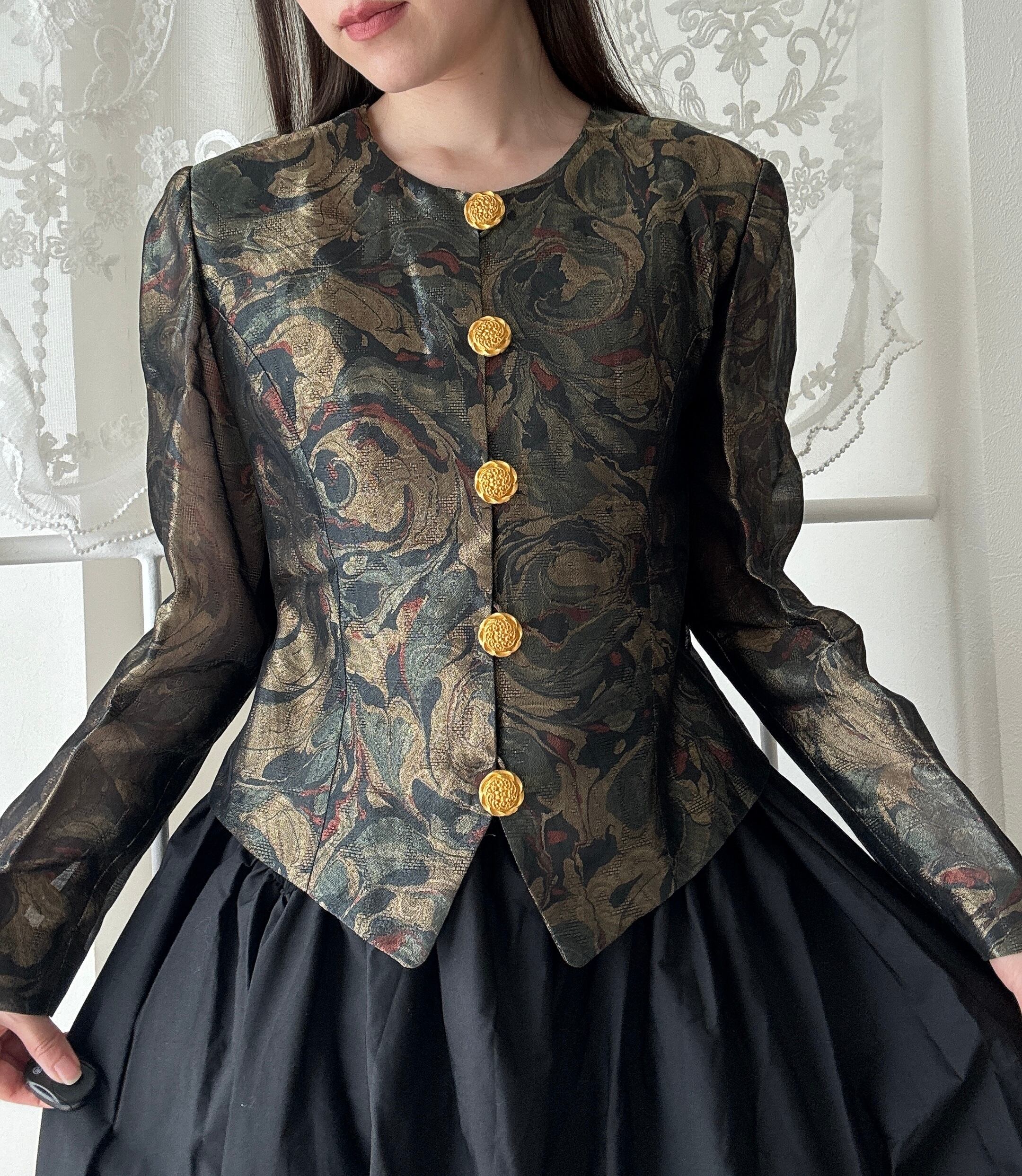 【本日限定値下げ】vintage 刺繍/トップス　手刺繍 1554. 【ヴィンテージ】昭和レトロ 刺繍トップス｜透かし刺繍とパール