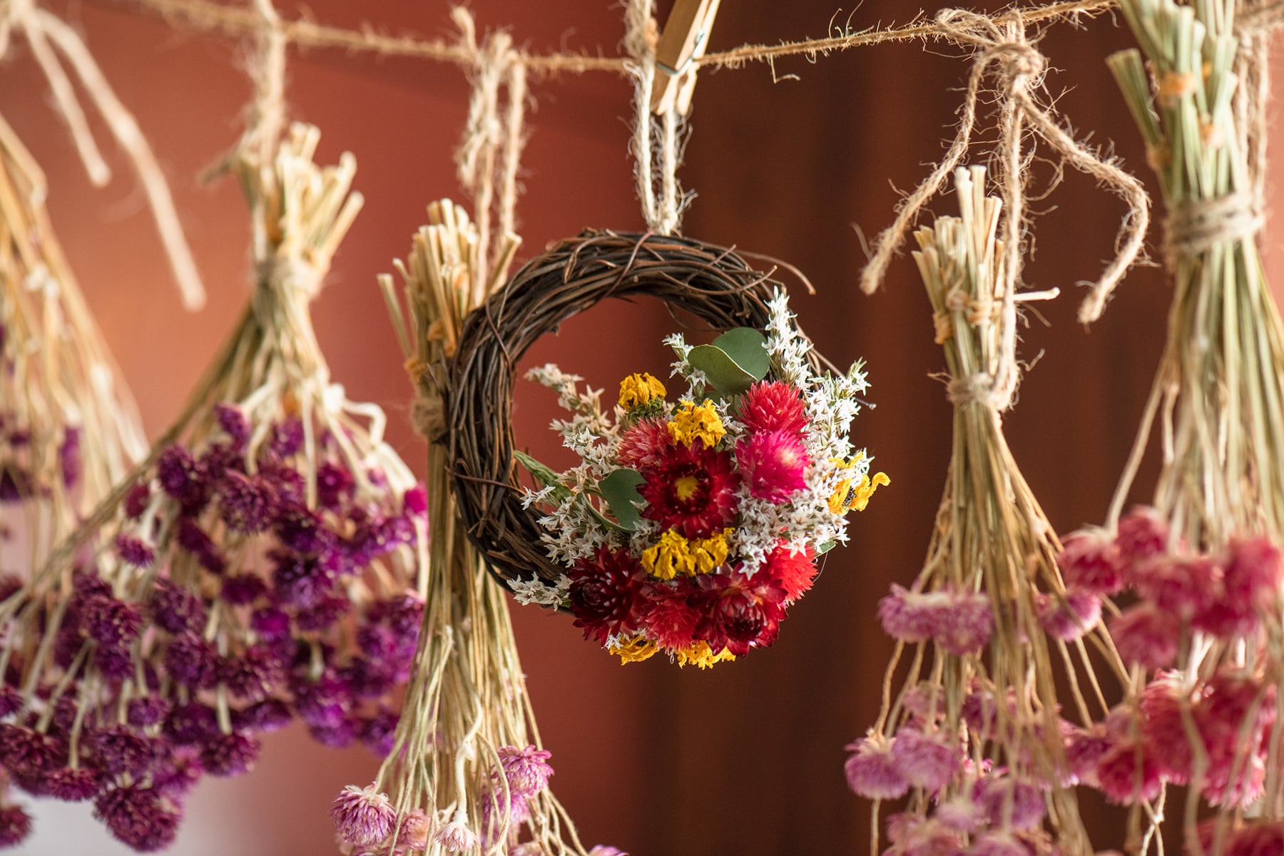 ドライフラワーのミニブーケ&ミニリースセット《受注生産》｜雑貨と