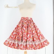 フォークダンス 衣装 スカート レッド系 サカイ SAKAI 日本製 花柄 花 カントリー レース チロリアン チロルスカート 赤 白 紫 黄 華やか 総柄 練習 レッスン ダンス衣装 イベント かわいい ホワイト系 ピンク系 パープル系 イエロー系